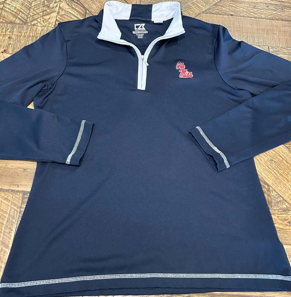 Cutter & Buck Ole Miss Rebels Half Zip Pullover Size M Navy
